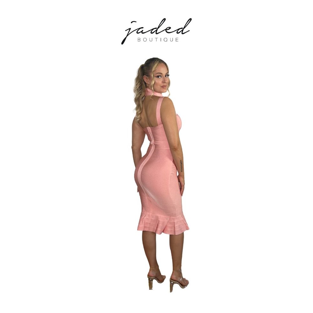 Pink Sleeveless Lace Dress